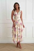 Flora Tiered Floral Print Maxi Dress | Yellow image