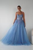 Francesca Strapless Floral Appliqué Ball Gown | Blue image