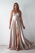 Georgia Soft Satin Maxi Gown | Champange image