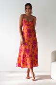 Gina Cotton Floral Maxi Dress | Orange/Pink image