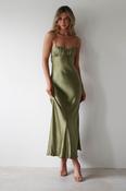 Grace Soft Satin Maxi Dress | Olive image