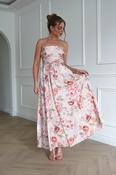 Hallie Floral Ruched Midi Dress | Beige image