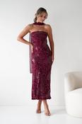 Hayleigh Beaded Strapless Maxi Dress | Wine
