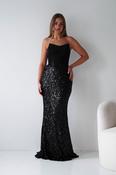 Henrietta Strapless Corset Sequin Gown | Black image