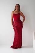 Henrietta Strapless Corset Sequin Gown | Red image