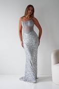 Henrietta Strapless Corset Sequin Gown | Silver image