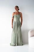 Hepburn One-Shoulder Pleated Maxi Dress | Sage image