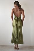Hermie Silky Satin Maxi Dress | Olive image
