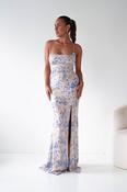 Imara Floral Sequin Maxi Dress | Beige/Blue image