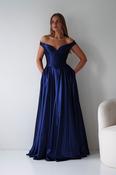 Irenia Off The Shoulder Structured Maxi Gown | Navy image
