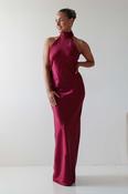 Isla Halterneck Maxi Slip Dress | Berry Red