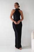 Isla Halterneck Maxi Slip Dress | Black image