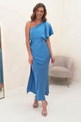 Jenna Soft Satin One Shoulder Maxi | Blue image