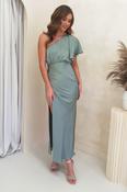 Jenna Soft Satin One Shoulder Maxi | Olive image