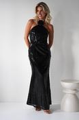 Jonna Halter Neck Sequin Maxi Dress | Black image
