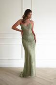 Jordia Beaded Corset Maxi Gown | Greenery image