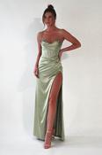Julianne Corset Satin Gown | Sage