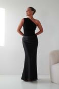 Kashia Draped Satin Maxi Dress | Black image