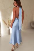 Kaylah Satin Halter Neck Maxi Dress | Light Blue image