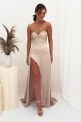 Krysta Soft Satin Long Strapless Gown | Champagne image