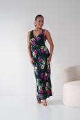 Liana Floral Print V-Neck Maxi Dress | Green image