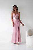 Lissy Floral Beaded Corset Maxi Gown | Pink image