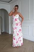 Loralie Floral Ruffle Hem Maxi Dress | White/Pink image