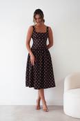 Lorna Square Neck Polka Dot Midi Dress | Brown image