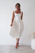 Lorna Square Neck Polka Dot Midi Dress | Cream image