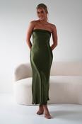 Lucia Soft Satin Slip Midi Dress | Olive image