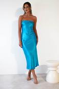 Lucia Soft Satin Slip Midi Dress | Turquoise image