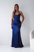 Lucienne Satin Strapless Maxi Dress | Navy image