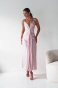 Madi Drape Front Detail Satin Maxi Dress | Pink image