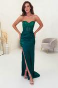 Madonna Strapless Corset Gown | Emerald Green image