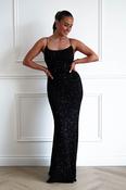 Maria Sequin Bodycon Maxi Gown | Black