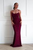 Maria Sequin Bodycon Maxi Gown | Dark Red
