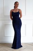 Maria Sequin Bodycon Maxi Gown | Navy image