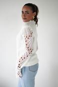 Marie Lace Sleeve Knit Jumper | White image
