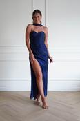 Marielle Glowing Chiffon Strapless Maxi Dress | Navy image