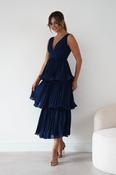 Marielle Pleated Tiered Midi Dress | Navy Blue image