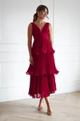 Marielle Pleated Tiered Midi Dress | Red image