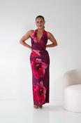 Marloe Floral Tie-Back Ruched Maxi Dress | Wine image