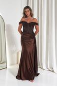 Marsela Lace Bodice Gown | Espresso Brown