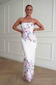 Melanie Floral Lace Midaxi Dress | White/Pink image