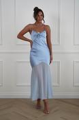 Mia Soft Satin Chiffon Maxi Dress | Blue image