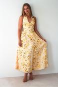 Mina Halterneck Floral Skater Maxi Dress | Yellow image