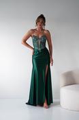 Monaco Rhinestone Strapless Gown | Emerald Green image
