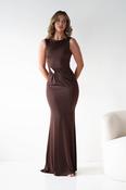 Nadiane Bodycon Gold Detail Maxi Dress | Brown image