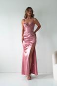 Naida Draped Corset Satin Maxi Dress | Rose image