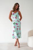 Nattie Rose Print Satin Dress | Mint image